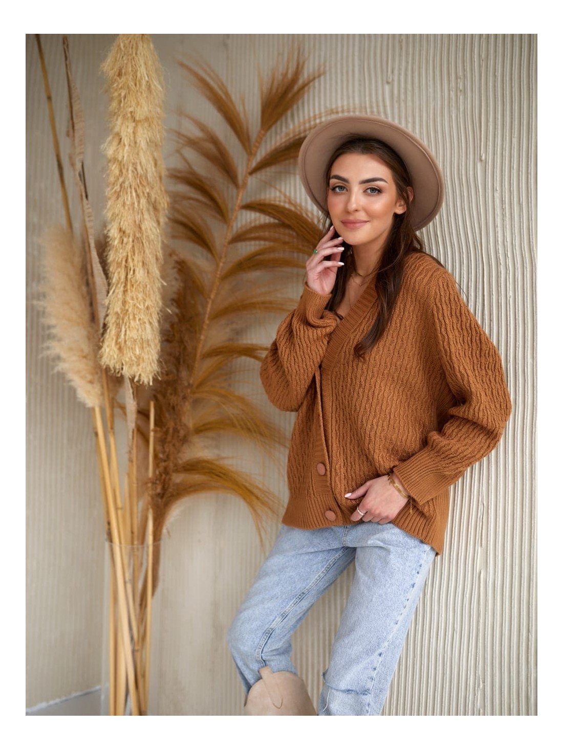 Cardigan lejer cu model caramel 0590 - Magazin online - Boutique